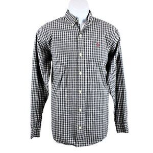 Ralph Lauren Shirt Casual Long-sleeved Button Front Collared Blue Plaid Men's XL